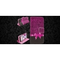 Housse iPhone 5C Girly leopard rose et noeud