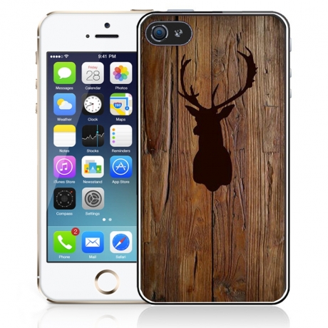 Coque iPhone 4 et 4s Silhouette Cerfs style Bois