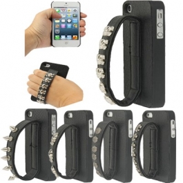 Coque de protection avec bracelet en cuir pour iPhone 5