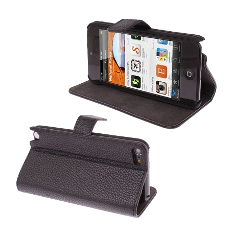 Etui en cuir iPod Touch 5 avec ouverture Flip et Stand