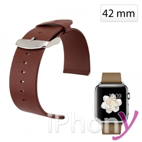 Bracelet Apple watch (42mm) en cuir véritable - Marron