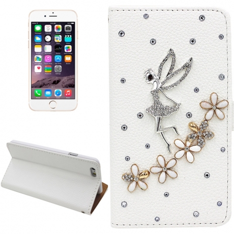 Housse cuir papillon strass iPhone 6 Plus