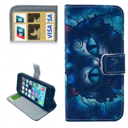 Housse iPhone 5 / 5S / SE porte-cartes intégré "Alice au pays des Merveilles" – Bleu