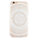 Coque iphone 6 / 6S plastique transparente et blanche motif mandala fleur