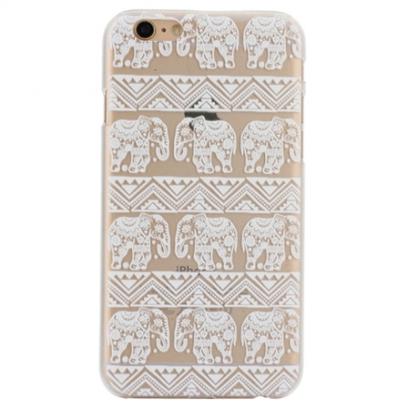 coque iphone 6 / 6S plastique transparente et blanche motif éléphant