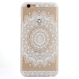 coque iphone 6 / 6S plastique transparente et blanche motif mandala fleur