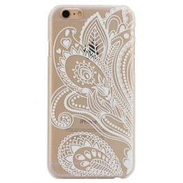 coque iphone 6 / 6S plastique transparente et blanche motif floral