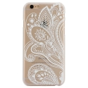 Coque iphone 6 / 6S plastique transparente et blanche motif floral