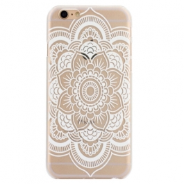 Coque iphone 6 / 6S plastique transparente et blanche motif fleur blanche