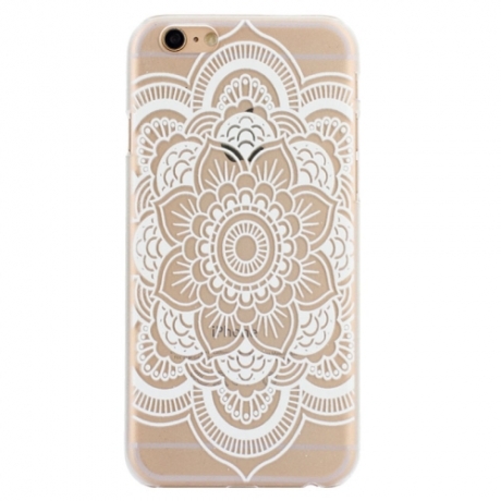 coque iphone 6 / 6S plastique transparente et blanche motif fleur blanche