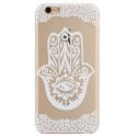 Coque iphone 6 / 6S plastique transparente et blanche motif main de fatma