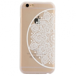 Coque iphone 6 / 6S plastique transparente et blanche motif mandala fleur cercle