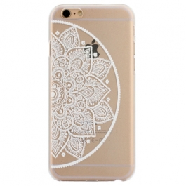 coque iphone 6 / 6S plastique transparente et blanche motif mandala fleur cercle excentré 