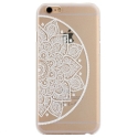 Coque iphone 6 / 6S plastique transparente et blanche motif mandala fleur cercle excentré