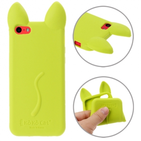 coque iPhone 5C silicone koko cat - vert