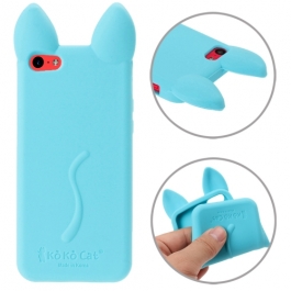 coque iPhone 5C silicone koko cat - bleu