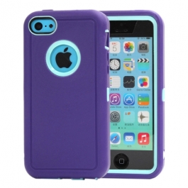 Coque iPhone 5C bicolore anti-choc - violet / bleu