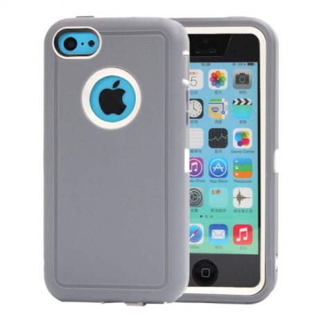 coque iPhone 5C bicolore anti-choc - gris / blanc