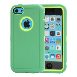 Coque iPhone 5C bicolore anti-choc - vert / jaune