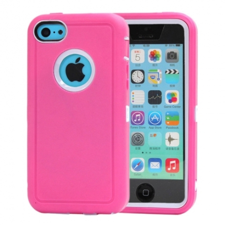 coque iPhone 5C bicolore anti-choc - rose / blanc