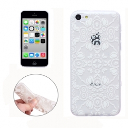 coque iPhone 5C Silicone fine a motif - transparente / blanche