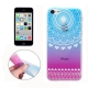 coque iPhone 5C Silicone fine a motif circulaire - transparente / bleu rose