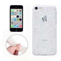 Coque iPhone 5C Silicone fine fleur - transparente / blanche