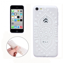 Coque iPhone 5C Silicone mandala - transparente / blanche