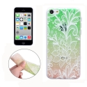 Coque iPhone 5C Silicone fine motif floral - transparente / rose vert