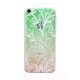 coque iPhone 5C Silicone fine motif floral - transparente / rose vert