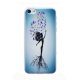 coque iPhone 5C Silicone fine motif femme - Blanche / bleu