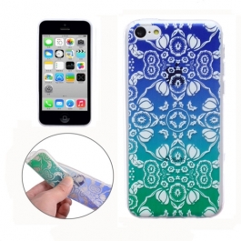 coque iPhone 5C Silicone fine motif - transparente / bleu vert