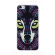 coque iPhone 5C Silicone fine motif loup - multicolore