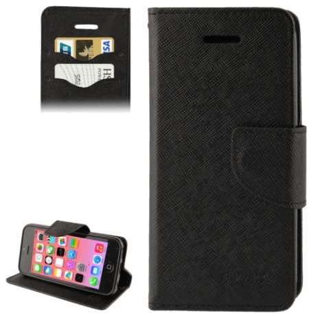 Housse iPhone 5C rabat porte-cartes intégré -Noir