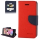 housse iPhone 5C rabat porte-cartes intégré - Rouge / Noir
