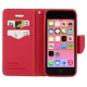 housse iPhone 5C rabat porte-cartes intégré - Rouge / Orange