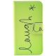 housse iPhone 5C rabat porte-cartes intégré motif "Laugh" - vert