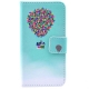 housse iPhone 5C rabat porte-cartes intégré motif "maison ballons" - bleu