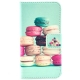 housse iPhone 5C rabat porte-cartes intégré motif "macaron" - vert