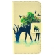 housse iPhone 5C rabat porte-cartes intégré motif "cerf" - beige