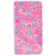housse iPhone 5C rabat porte-cartes intégré motif floral - Rose / Bleu