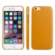 coque iPhone 6 / 6S silicone motif cuir - moutarde