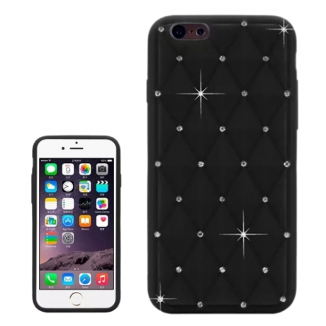 coque iPhone 6 / 6S silicone matelassé diamant - noir