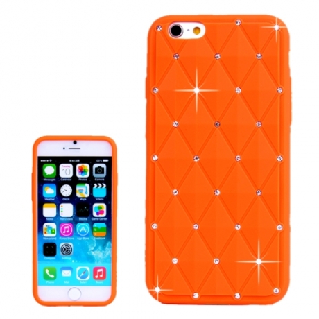 coque iPhone 6 / 6S silicone matelassé diamant - orange