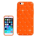 Coque iPhone 6 / 6S silicone matelassé diamant - orange