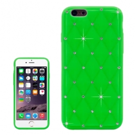 coque iPhone 6 / 6S silicone matelassé diamant - vert