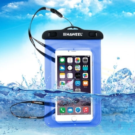 housse waterproof iPhone 6 plus / 6S plus HAWEEL transparente - bleu
