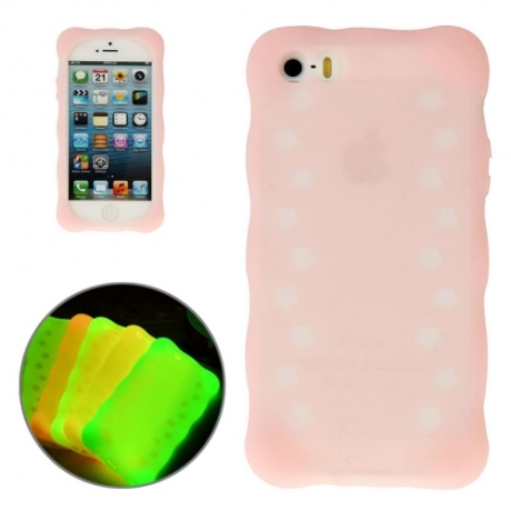 coque iPhone 5 / 5S / SE silicone phosphorescente - rose - Mobile-Store