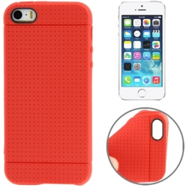 coque iPhone 5 / 5S / SE silicone motif petits points - rouge