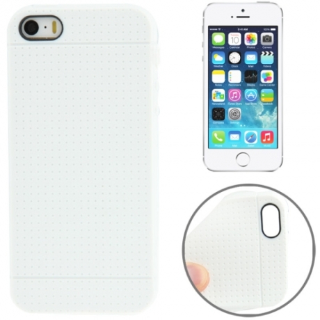 coque iPhone 5 / 5S / SE silicone motif petits points - blanc